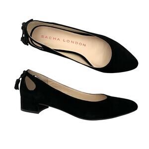 Sacha London Capri Suede Low Heels Shoes Black 8.5 Minimalist Quiet Lux Pumps